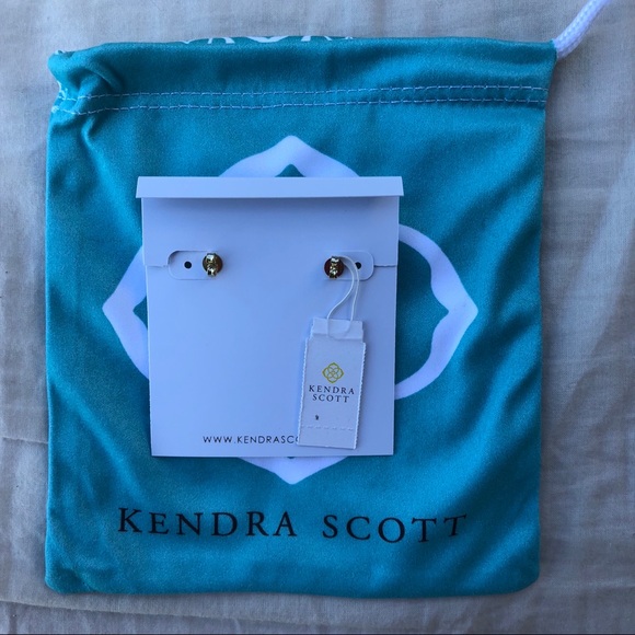 NWT Kendra Scott Zana Gold Stud Cubic Zirconia Earring - Picture 7 of 7
